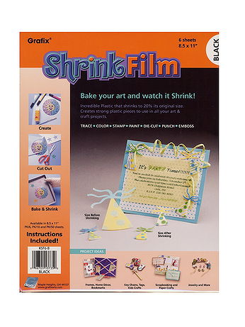 Grafix - Shrink Film - Black, 8 1/2 in. x 11 in., Pack of 6