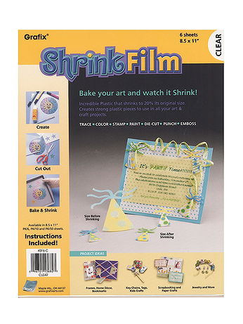 Grafix - Shrink Film - Clear, 8 1/2 in. x 11 in., Pack of 6