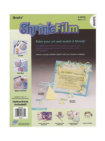 Grafix - Shrink Film - White, 8 1/2 in. x 11 in., Pack of 6