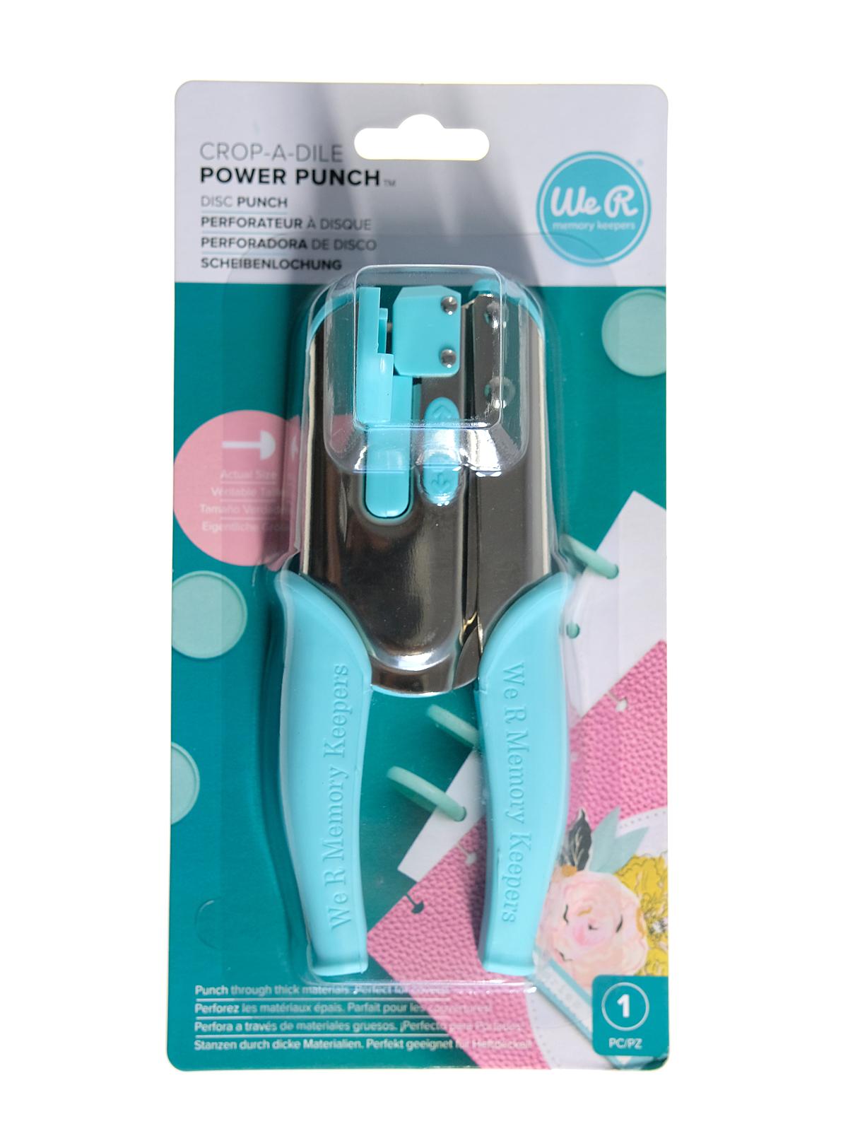 We R Makers Crop-A-Dile Power Punch, 1/16-Inch- Blue, Punches Papers Hole  Punch Eyelet Setter Paper Punch Punches Thick Clip Board Fabric Thin Tin