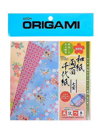 Aitoh - Origami Paper - 5.875 in. x 5.875 in., Geo/Flowers Double Sided, 28 Sheets