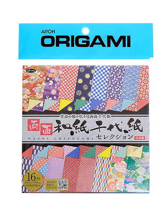 Aitoh - Origami Paper - 5.875 in. x 5.875 in., Geo/Kimono Double Sided, 64 Sheets