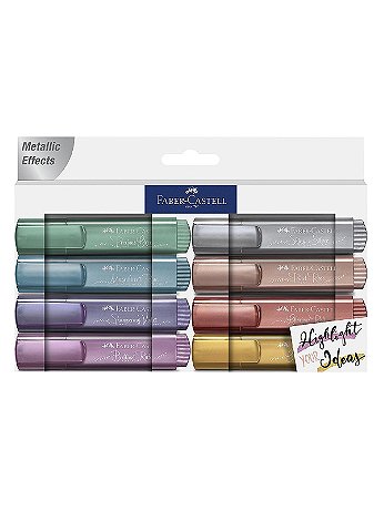 Faber-Castell - Metallic Textliners - Set of 8, Green, Blue, Violet, Red, Silver, Ruby, Rose, Gold