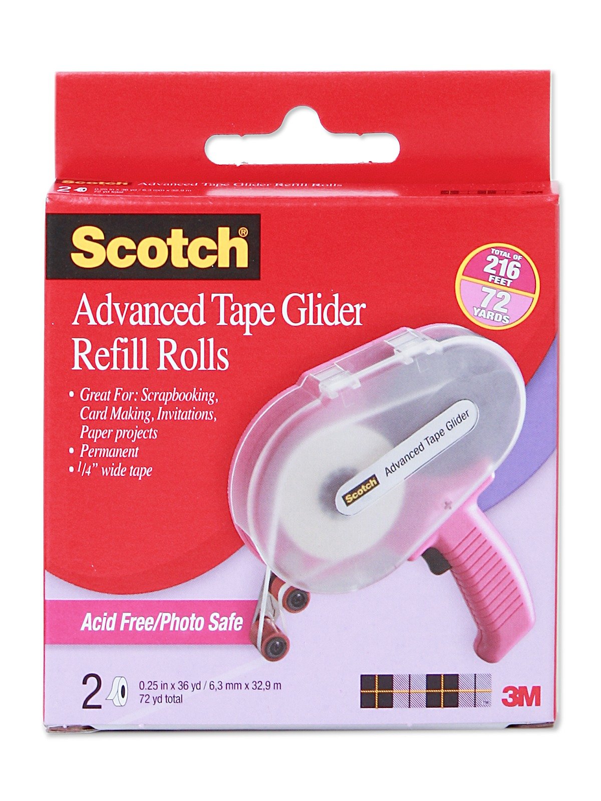 Scotch Advanced Tape Runner Refill - Teal, White Clear Blue, by Scotch