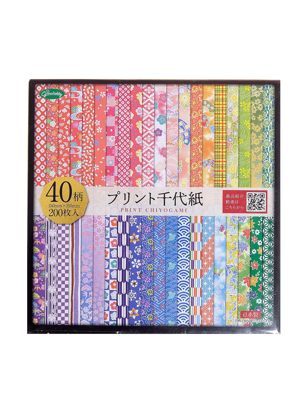 Origami Washi Paper With Chiyogami Print - 150mm - 10 sheets